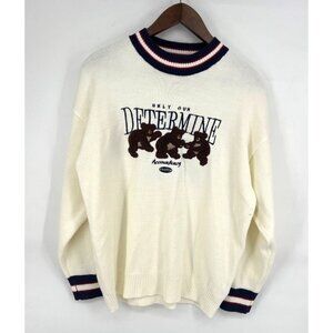 Vamtac Womens Sweater Size XL Beige Determine Bears Accountability